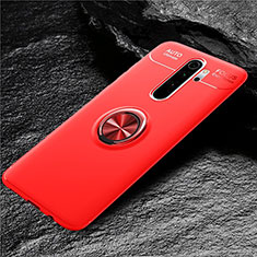 Custodia Silicone Ultra Sottile Morbida Cover con Magnetico Anello Supporto T04 per Xiaomi Redmi Note 8 Pro Rosso