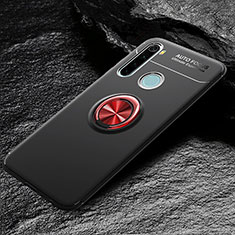 Custodia Silicone Ultra Sottile Morbida Cover con Magnetico Anello Supporto T04 per Xiaomi Redmi Note 8 Rosso e Nero