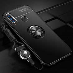 Custodia Silicone Ultra Sottile Morbida Cover con Magnetico Anello Supporto T05 per Huawei Honor 20E Nero