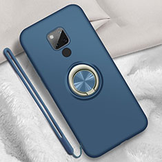 Custodia Silicone Ultra Sottile Morbida Cover con Magnetico Anello Supporto T05 per Huawei Mate 20 X 5G Blu