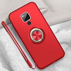 Custodia Silicone Ultra Sottile Morbida Cover con Magnetico Anello Supporto T05 per Huawei Mate 20 X 5G Rosso