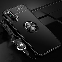 Custodia Silicone Ultra Sottile Morbida Cover con Magnetico Anello Supporto T05 per Huawei Nova 5 Nero