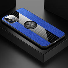 Custodia Silicone Ultra Sottile Morbida Cover con Magnetico Anello Supporto T06 per Apple iPhone 11 Pro Blu
