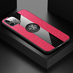 Custodia Silicone Ultra Sottile Morbida Cover con Magnetico Anello Supporto T06 per Apple iPhone 11 Pro Max Rosso
