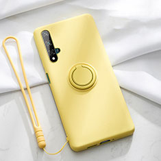 Custodia Silicone Ultra Sottile Morbida Cover con Magnetico Anello Supporto T06 per Huawei Honor 20 Giallo