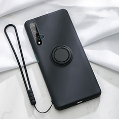 Custodia Silicone Ultra Sottile Morbida Cover con Magnetico Anello Supporto T06 per Huawei Honor 20 Nero