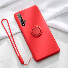 Custodia Silicone Ultra Sottile Morbida Cover con Magnetico Anello Supporto T06 per Huawei Honor 20 Rosso