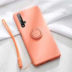 Custodia Silicone Ultra Sottile Morbida Cover con Magnetico Anello Supporto T06 per Huawei Honor 20S Arancione