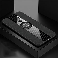 Custodia Silicone Ultra Sottile Morbida Cover con Magnetico Anello Supporto T06 per Huawei Mate 20 X 5G Nero