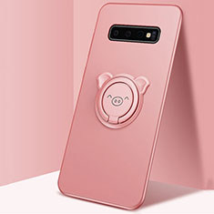 Custodia Silicone Ultra Sottile Morbida Cover con Magnetico Anello Supporto T06 per Samsung Galaxy S10 5G Oro Rosa
