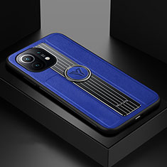 Custodia Silicone Ultra Sottile Morbida Cover con Magnetico Anello Supporto T06 per Xiaomi Mi 11 Lite 4G Blu