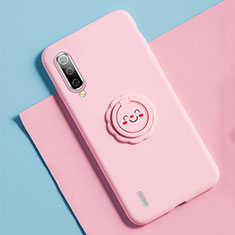 Custodia Silicone Ultra Sottile Morbida Cover con Magnetico Anello Supporto T06 per Xiaomi Mi A3 Rosa