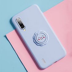 Custodia Silicone Ultra Sottile Morbida Cover con Magnetico Anello Supporto T06 per Xiaomi Mi A3 Viola