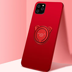 Custodia Silicone Ultra Sottile Morbida Cover con Magnetico Anello Supporto T07 per Apple iPhone 11 Pro Rosso