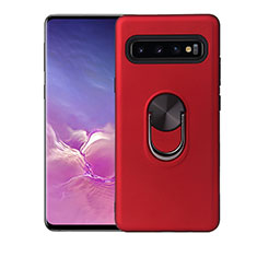 Custodia Silicone Ultra Sottile Morbida Cover con Magnetico Anello Supporto T07 per Samsung Galaxy S10 5G Rosso