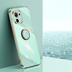 Custodia Silicone Ultra Sottile Morbida Cover con Magnetico Anello Supporto T07 per Xiaomi Mi 11 5G Verde