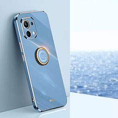 Custodia Silicone Ultra Sottile Morbida Cover con Magnetico Anello Supporto T07 per Xiaomi Mi 11 Lite 4G Blu