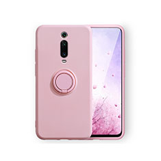 Custodia Silicone Ultra Sottile Morbida Cover con Magnetico Anello Supporto T07 per Xiaomi Mi 9T Pro Rosa