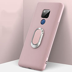 Custodia Silicone Ultra Sottile Morbida Cover con Magnetico Anello Supporto T08 per Huawei Mate 20 X 5G Rosa