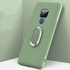 Custodia Silicone Ultra Sottile Morbida Cover con Magnetico Anello Supporto T08 per Huawei Mate 20 X 5G Verde
