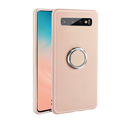 Custodia Silicone Ultra Sottile Morbida Cover con Magnetico Anello Supporto T08 per Samsung Galaxy S10 Plus Rosa