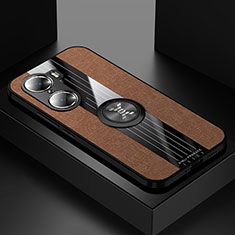 Custodia Silicone Ultra Sottile Morbida Cover con Magnetico Anello Supporto X01L per Huawei Honor 60 5G Marrone