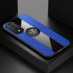 Custodia Silicone Ultra Sottile Morbida Cover con Magnetico Anello Supporto X01L per Huawei Honor 80 Pro 5G Blu