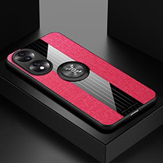 Custodia Silicone Ultra Sottile Morbida Cover con Magnetico Anello Supporto X01L per Huawei Honor X7b Rosso