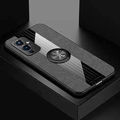 Custodia Silicone Ultra Sottile Morbida Cover con Magnetico Anello Supporto X01L per OnePlus 9 5G Grigio