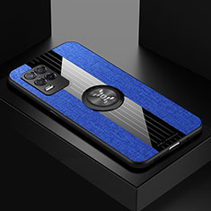 Custodia Silicone Ultra Sottile Morbida Cover con Magnetico Anello Supporto X01L per Realme 8 5G Blu