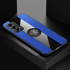 Custodia Silicone Ultra Sottile Morbida Cover con Magnetico Anello Supporto X01L per Realme GT Master 5G Blu