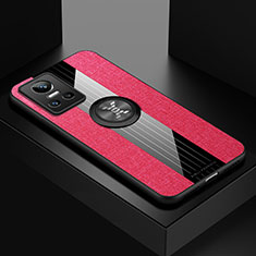 Custodia Silicone Ultra Sottile Morbida Cover con Magnetico Anello Supporto X01L per Realme GT Neo3 5G Rosso