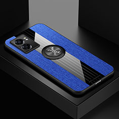 Custodia Silicone Ultra Sottile Morbida Cover con Magnetico Anello Supporto X01L per Realme Narzo 50 5G Blu