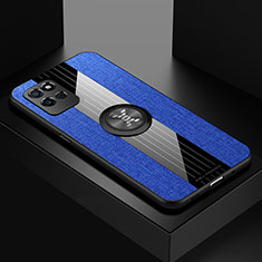 Custodia Silicone Ultra Sottile Morbida Cover con Magnetico Anello Supporto X01L per Realme V11 5G Blu