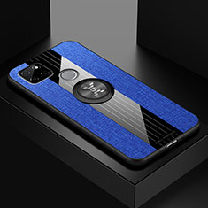 Custodia Silicone Ultra Sottile Morbida Cover con Magnetico Anello Supporto X01L per Realme V3 5G Blu