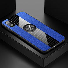 Custodia Silicone Ultra Sottile Morbida Cover con Magnetico Anello Supporto X01L per Samsung Galaxy A01 Core Blu