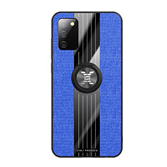 Custodia Silicone Ultra Sottile Morbida Cover con Magnetico Anello Supporto X01L per Samsung Galaxy A03s Blu