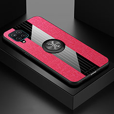 Custodia Silicone Ultra Sottile Morbida Cover con Magnetico Anello Supporto X01L per Samsung Galaxy A12 Rosso