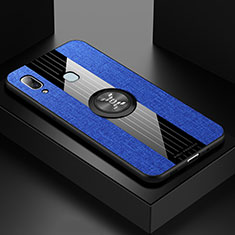 Custodia Silicone Ultra Sottile Morbida Cover con Magnetico Anello Supporto X01L per Samsung Galaxy A20 Blu