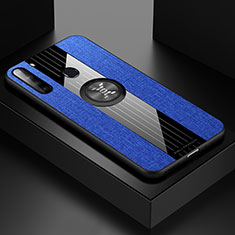 Custodia Silicone Ultra Sottile Morbida Cover con Magnetico Anello Supporto X01L per Samsung Galaxy A21 Blu