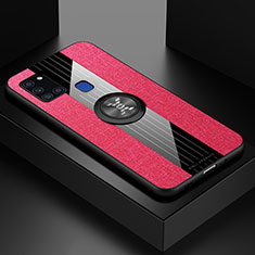 Custodia Silicone Ultra Sottile Morbida Cover con Magnetico Anello Supporto X01L per Samsung Galaxy A21s Rosso