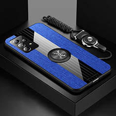 Custodia Silicone Ultra Sottile Morbida Cover con Magnetico Anello Supporto X01L per Samsung Galaxy A23 5G Blu