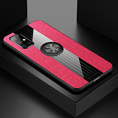 Custodia Silicone Ultra Sottile Morbida Cover con Magnetico Anello Supporto X01L per Samsung Galaxy A51 4G Rosso