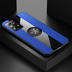 Custodia Silicone Ultra Sottile Morbida Cover con Magnetico Anello Supporto X01L per Samsung Galaxy A52 5G Blu