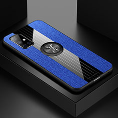 Custodia Silicone Ultra Sottile Morbida Cover con Magnetico Anello Supporto X01L per Samsung Galaxy A71 5G Blu