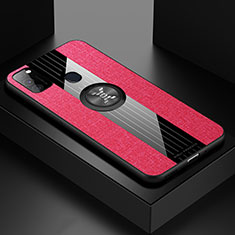 Custodia Silicone Ultra Sottile Morbida Cover con Magnetico Anello Supporto X01L per Samsung Galaxy M21 Rosso