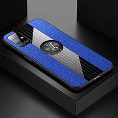 Custodia Silicone Ultra Sottile Morbida Cover con Magnetico Anello Supporto X01L per Samsung Galaxy M31s Blu
