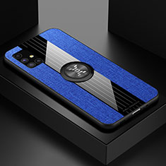 Custodia Silicone Ultra Sottile Morbida Cover con Magnetico Anello Supporto X01L per Samsung Galaxy M51 Blu