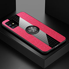 Custodia Silicone Ultra Sottile Morbida Cover con Magnetico Anello Supporto X01L per Samsung Galaxy M51 Rosso