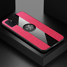 Custodia Silicone Ultra Sottile Morbida Cover con Magnetico Anello Supporto X01L per Samsung Galaxy M60s Rosso